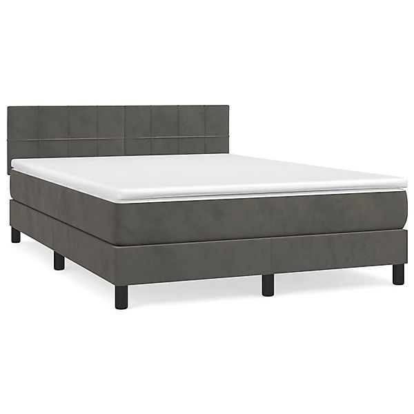 vidaXL Boxspringbett mit Matratze Dunkelgrau 140x200 cm Samt1398541 günstig online kaufen
