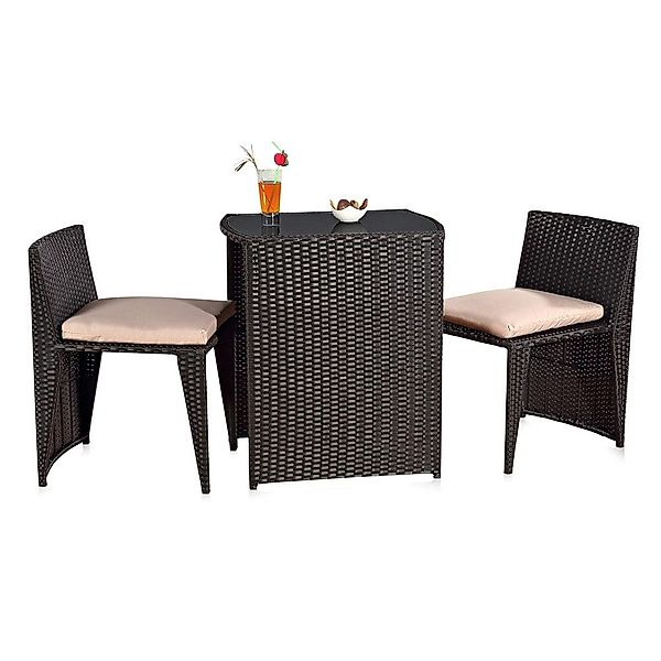 Mucola Sitzgruppe 3tlg. Polyrattan Balkonset Gartenset günstig online kaufen