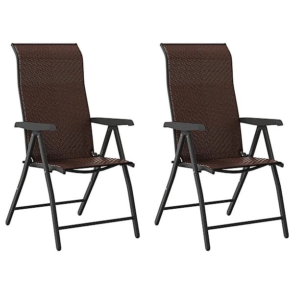 vidaXL Gartenstühle 2 Stk Klappbar Braun Poly Rattan 4007138 günstig online kaufen