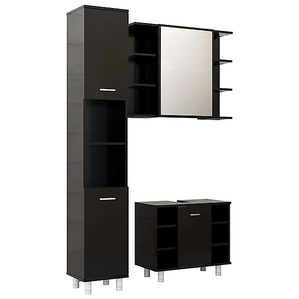 vidaXL 3-tlg. Badmöbel-Set Schwarz Holzwerkstoff Modell 4 günstig online kaufen