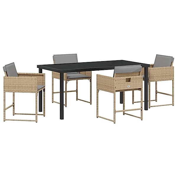 vidaXL Garten Essgruppe 5-Tlg Beige Poly Rattan 3380739 günstig online kaufen
