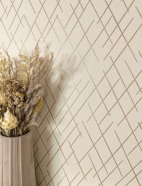 Newroom Vliestapete, Beige Tapete Modern Linien günstig online kaufen