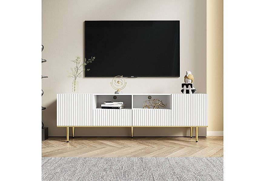 MODFU Lowboard TV-Schrank (TV-Möbel, 2Einlegeböden, 2 Fächern, 2 Schubladen günstig online kaufen