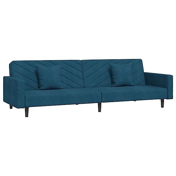 vidaXL Schlafsofa, Sofa 2-Sitzer mit 2 Kissen Blau Samt günstig online kaufen