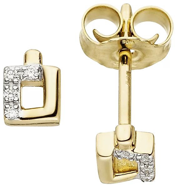 JOBO Paar Ohrstecker, eckig 585 Gold bicolor mit 8 Diamanten günstig online kaufen