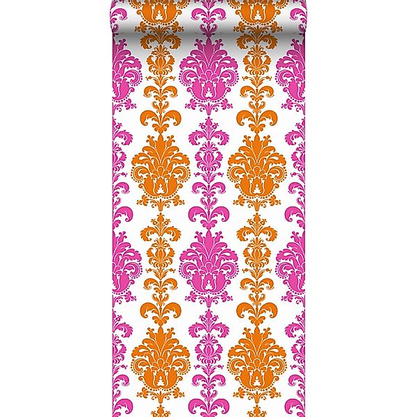 Sanders & Sanders Tapete Barockmuster Rosa und Orange 53 cm x 10.05 m günstig online kaufen