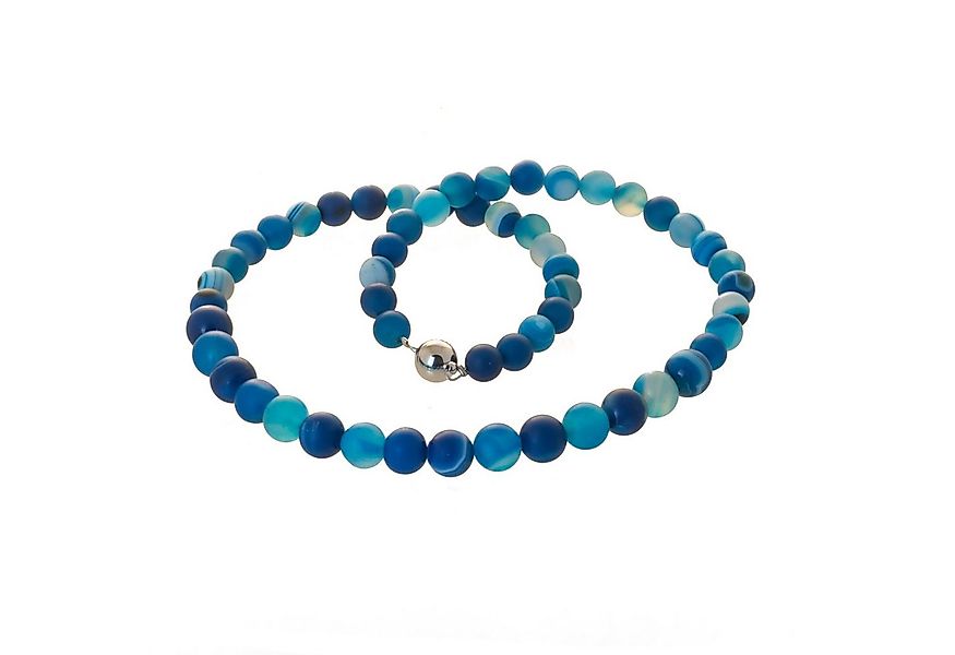 Bella Carina Perlenkette Kette mit Achat Perlen blau marmoriert, Achat blau günstig online kaufen