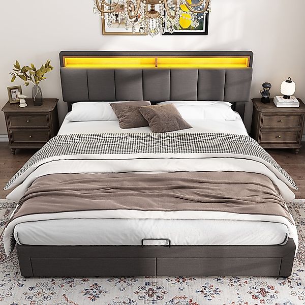 REDOM Polsterbett Doppelbett Bett Stauraumbett Jugendbett günstig online kaufen
