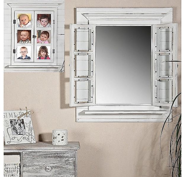 Feel2Home Wandspiegel Wandspiegel mit Scheiben Weiß braun Bilderrahmen Fens günstig online kaufen