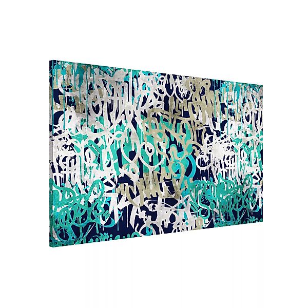Magnettafel Graffiti Art Tagged Wall Turquoise günstig online kaufen