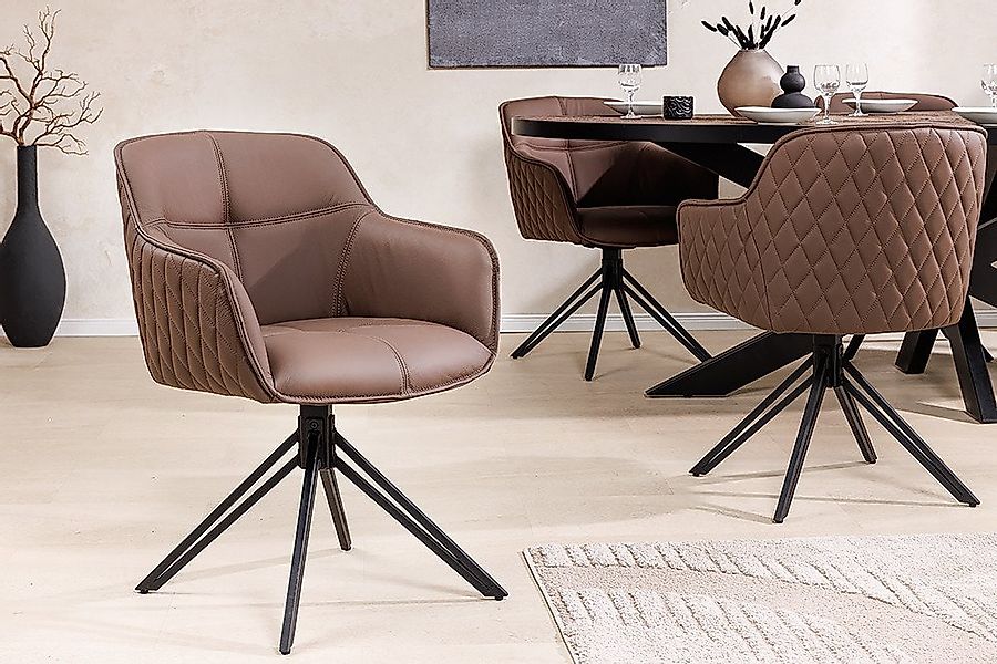 riess-ambiente Polsterstuhl EUPHORIA braun/schwarz – Echtleder, drehbar, Me günstig online kaufen