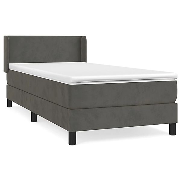vidaXL Boxspringbett mit Matratze Dunkelgrau 90x200 cm Samt1376629 günstig online kaufen