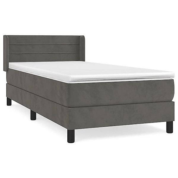 vidaXL Boxspringbett Boxspringbett mit Matratze Dunkelgrau 90x200 cm Samt B günstig online kaufen