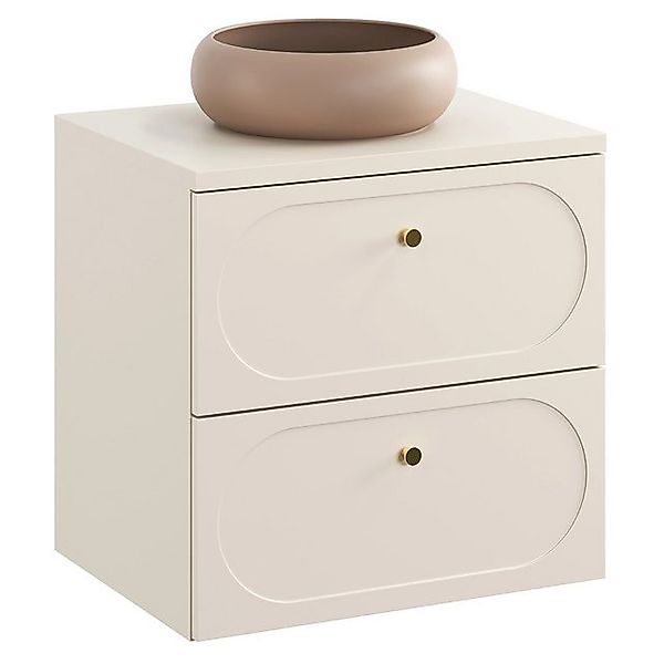 Lomadox Waschbeckenschrank DESENZANO-56 60cm breit in beige mit Aufsatzwasc günstig online kaufen