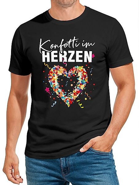 MoonWorks Print-Shirt Herren T-Shirt Fasching Karneval Konfetti im Herzen K günstig online kaufen