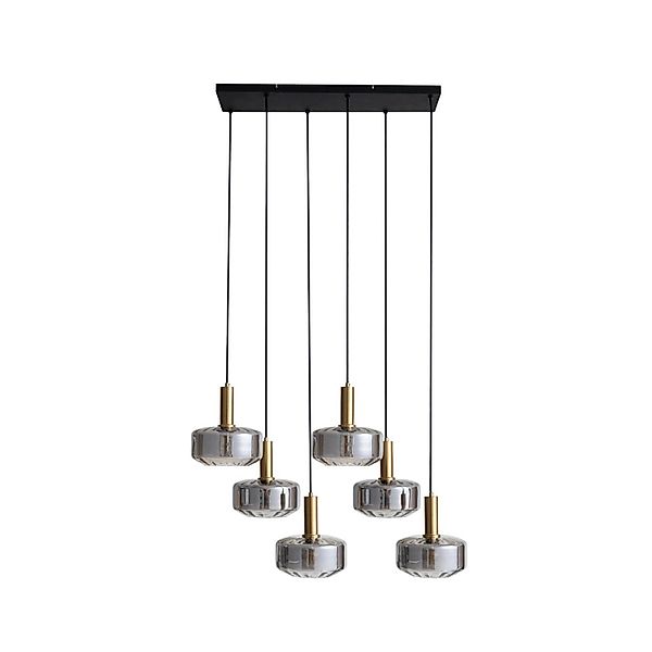 Lindby Pendelleuchte Hildur 10030726 in Alu aus Glas 6-flammig E27 Wohnzimm günstig online kaufen