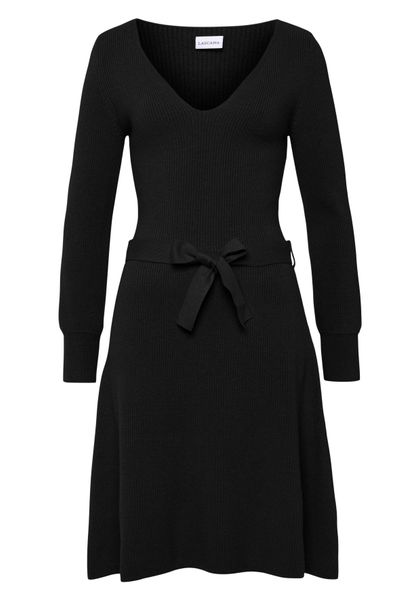 LASCANA Strickkleid mit Bindegürtel, und V-Ausschnitt, Herbst- Winterkleid, günstig online kaufen