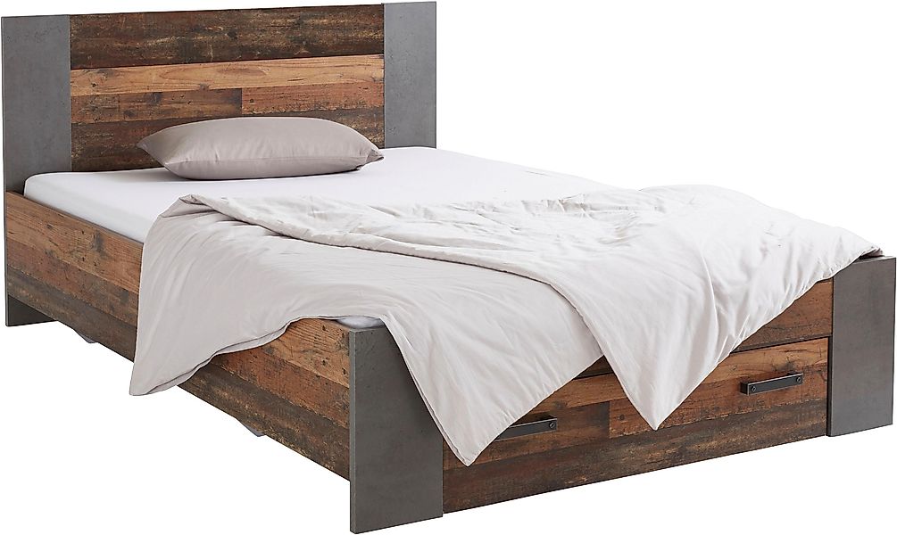 140x200 Jugendbett CLIF von Forte Old-Wood Vintage / Beton günstig online kaufen