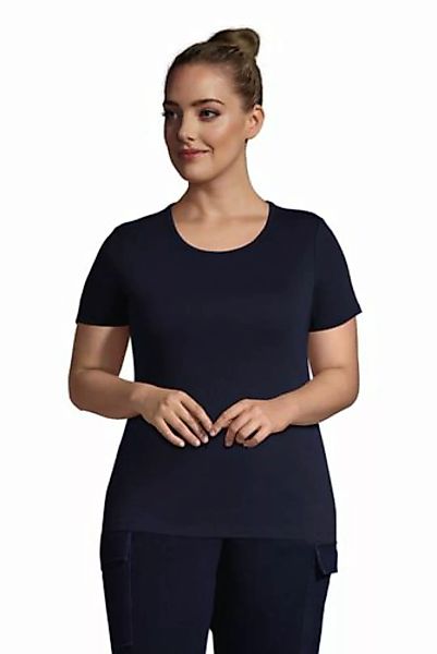 Kurzarm-Rippshirt mit Rundhalsausschnitt in großen Größen, Damen, Größe: 56 günstig online kaufen