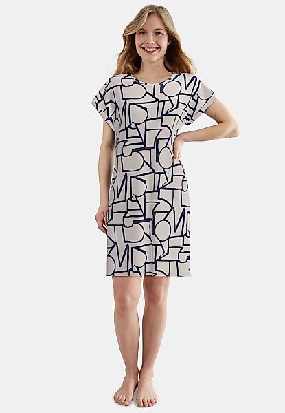 TOM TAILOR Nachthemd knielang, mit Muster, Kurzarm, Rundhalsausschnitt, Vis günstig online kaufen