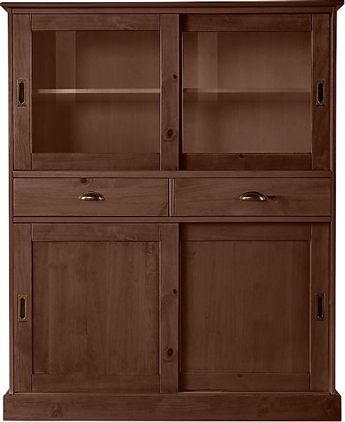 Home affaire Highboard »Schröder«, Vitrine aus massivem Kiefernholz, Breite günstig online kaufen
