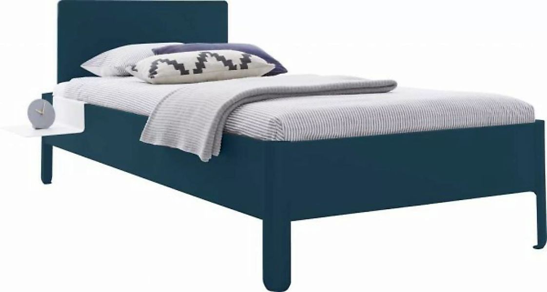 NAIT Einzelbett farbig lackiert 100 x 210cm Mit Kopfteil Sattblau günstig online kaufen