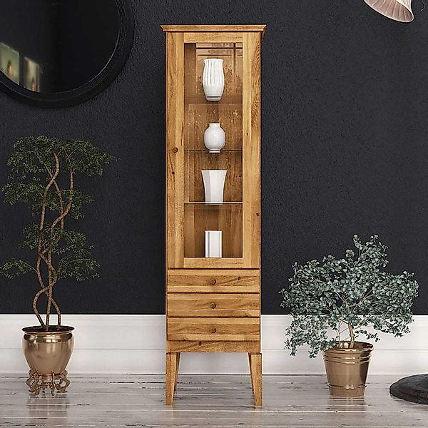 Vitrine aus Wildeiche Massivholz 50 cm breit günstig online kaufen