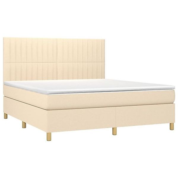 vidaXL Bett Boxspringbett mit Matratze & LED Creme 160x200 cm Stoff günstig online kaufen