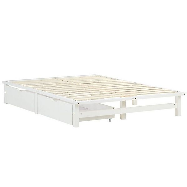 Homestyle4u Holzbett 90x200 / 100x200 / 140x200 Weiß Natur Grau Palettenbet günstig online kaufen