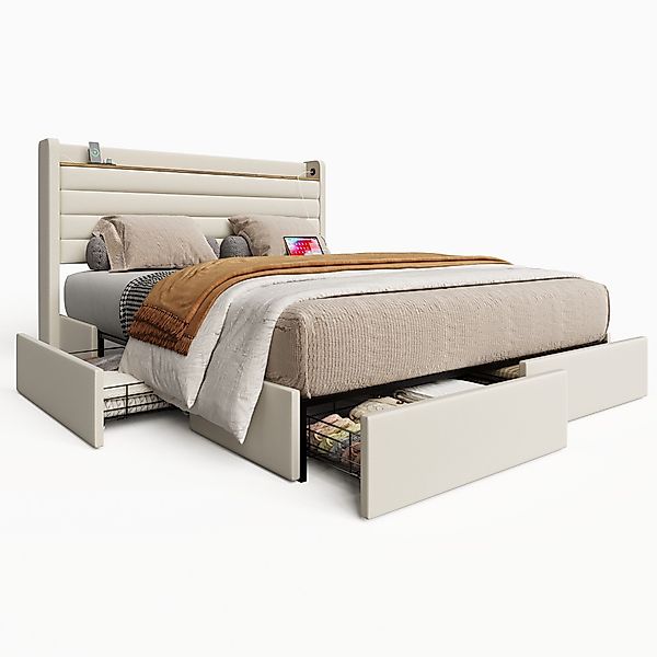 LVHOM Polsterbett 140x200cm/160x200cm Bettgestell, Doppelbett/Stauraumbett/ günstig online kaufen