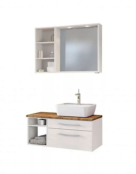 Waschtisch-Set 90 -A- Becken rechts Davos von Held Möbel Weiß günstig online kaufen