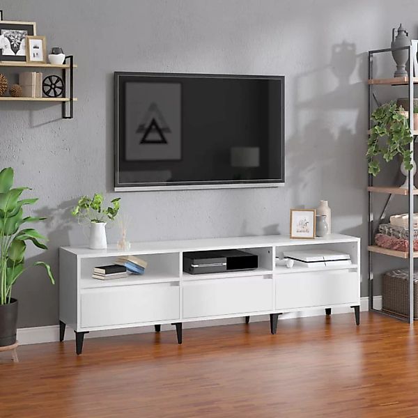 Vidaxl Tv-schrank Hochglanz-weiß 150x30x44,5 Cm Holzwerkstoff günstig online kaufen