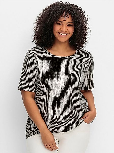 Sheego T-Shirt Kurzarmshirt . mit Minimal-Druck und Gummizugbund günstig online kaufen