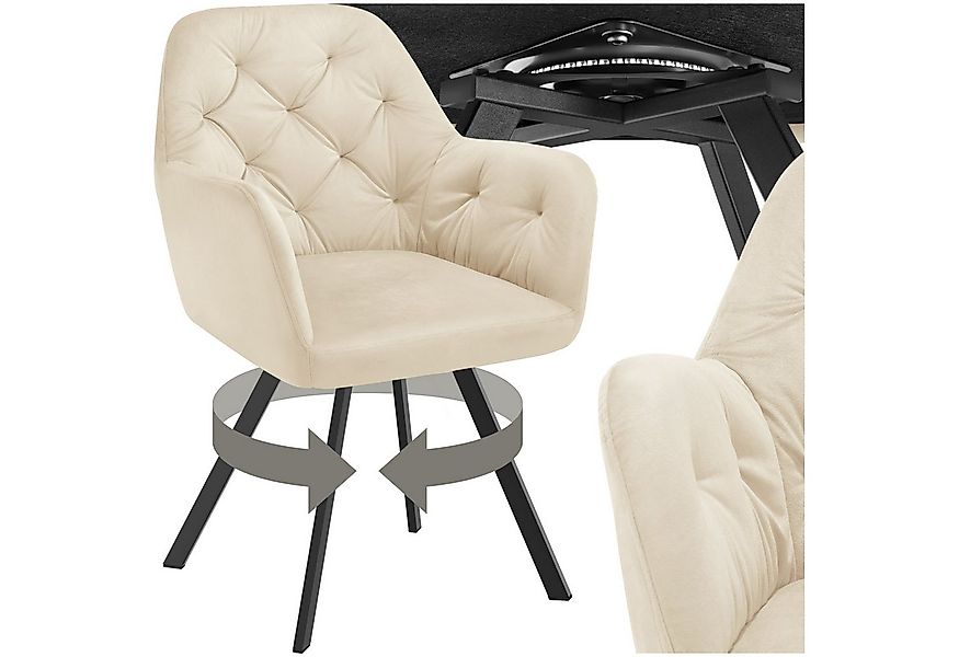 tectake Esszimmerstuhl Drehbarer Samt-Armlehnstuhl Lucia, gepolstert (Set, günstig online kaufen