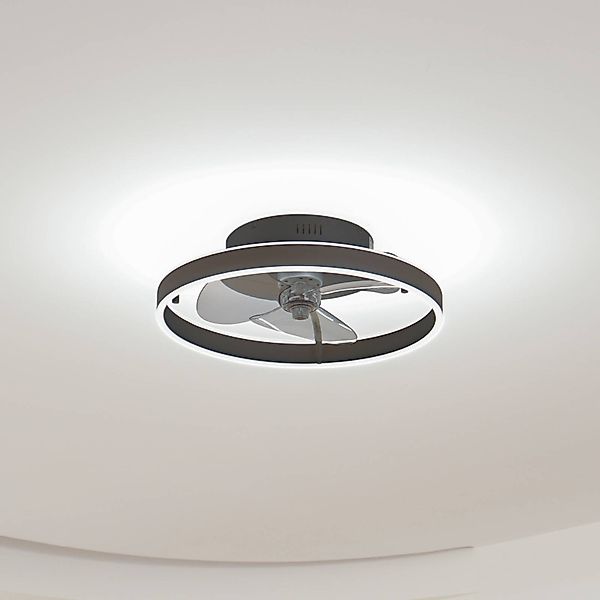 Lindby LED-Deckenventilator Momitu, schwarz, leise, Ø 50 cm günstig online kaufen