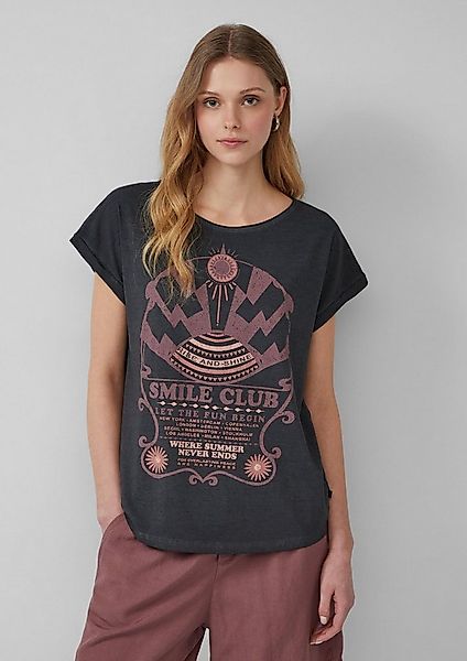 QS Kurzarmshirt T-Shirt Gewaschenes T-Shirt mit Frontprint günstig online kaufen