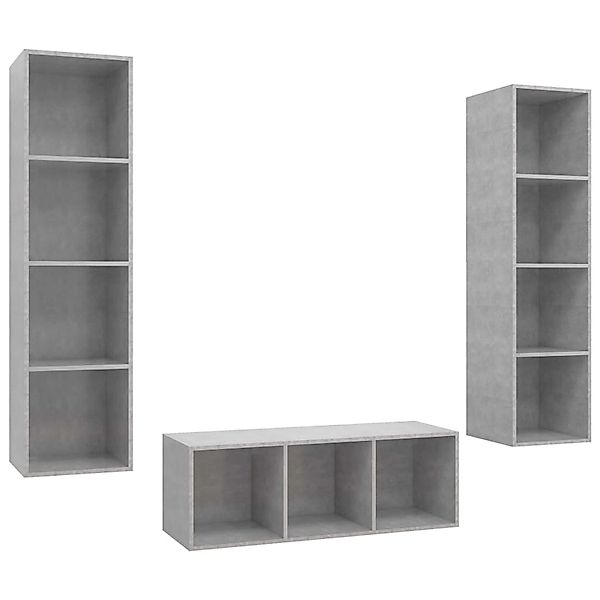 vidaXL 3-Tlg TV-Schrank-Set Betongrau Holzwerkstoff 3079758 günstig online kaufen