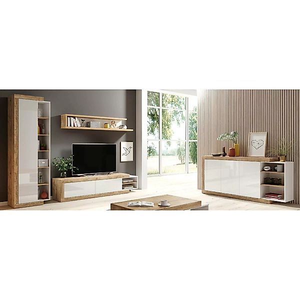 Wohnmöbel Set inkl. Sideboard Samdal Eiche Nb. SYLT-83, mit Absetzungen in günstig online kaufen