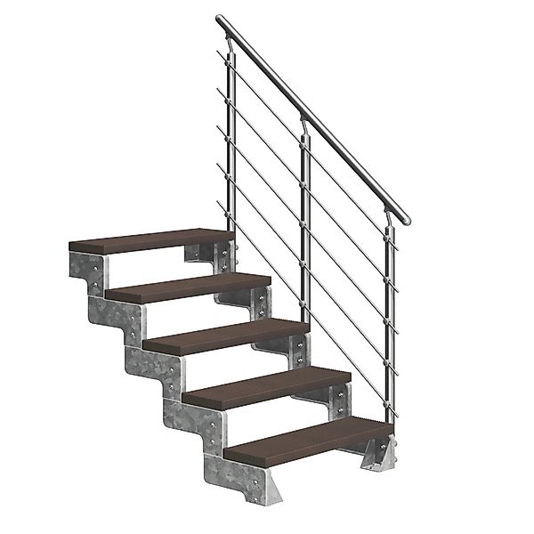 DOLLE Außentreppe Gardentop 5 TRIMAX-Stufen 80 cm Dunkelbraun + Geländer günstig online kaufen