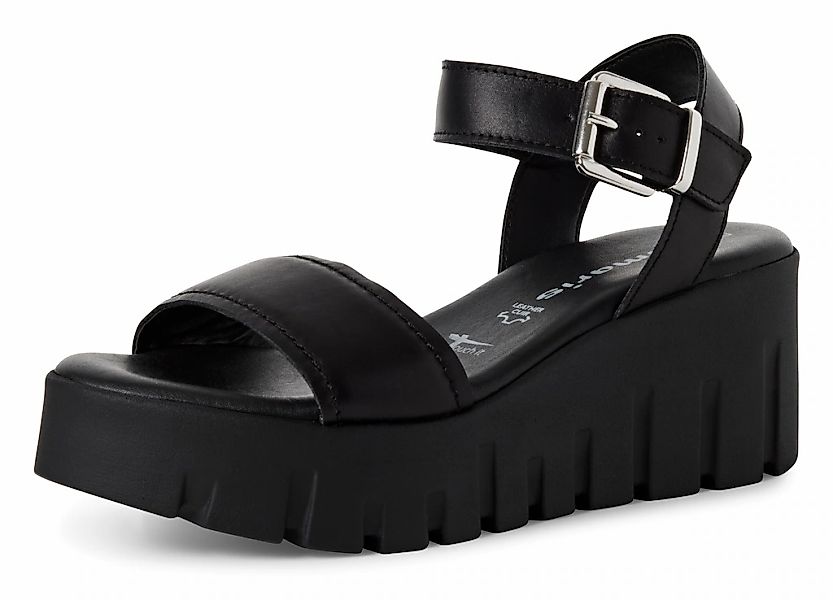 Tamaris Keilsandalette, Sommerschuh, Riemchensandale mit auffälliger Platea günstig online kaufen