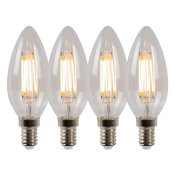 LED Leuchtmittel E14 Kerze - B35 in Transparent 4W 400lm 4er-Pack günstig online kaufen