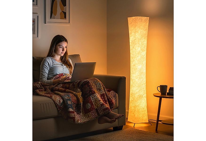 HOMCOM Stehlampe mit Papierschirm, Fußschalter, Dimmfunktion, LED fest inte günstig online kaufen