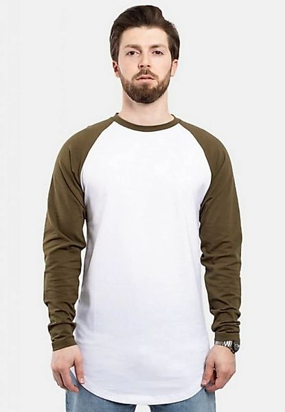 Blackskies T-Shirt Baseball Longshirt T-Shirt Olive-Weiß X-Large günstig online kaufen