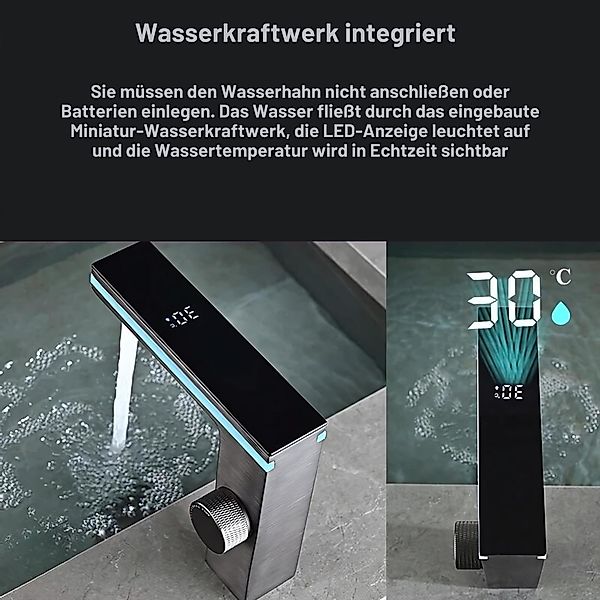 LuxaSteel Waschbeckenbrause Wasserhahn, Badarmatur, LED Wasserhahn günstig online kaufen