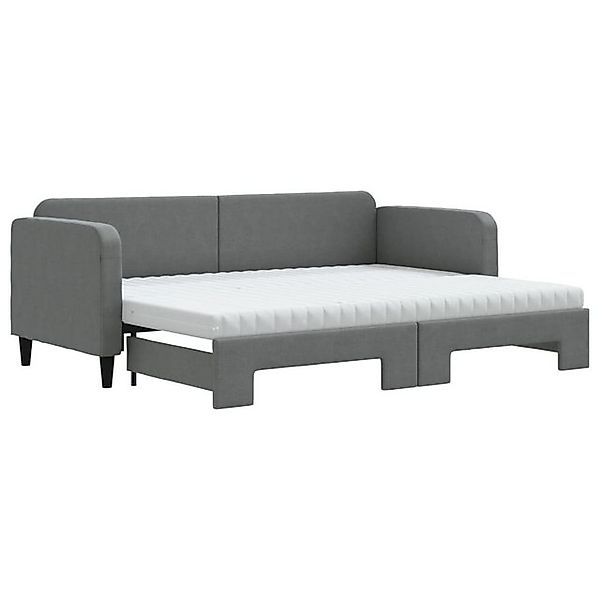 vidaXL Bett, Tagesbett Ausziehbar mit Matratzen Dunkelgrau 80x200 cm Stoff günstig online kaufen