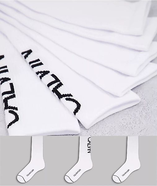 Calvin Klein – Gavin – Gerippte Socken in Weiß im 3er-Pack günstig online kaufen