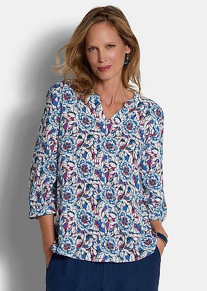GOLDNER Schlupfbluse Viskosebluse mit floralem Muster Blusenshirt mit U-Boo günstig online kaufen