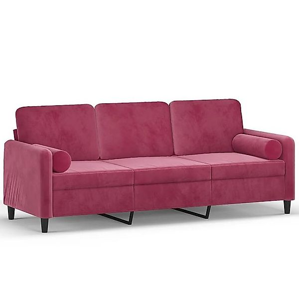 vidaXL Sofa, 3-Sitzer-Sofa mit Zierkissen Weinrot 180 cm Samt günstig online kaufen