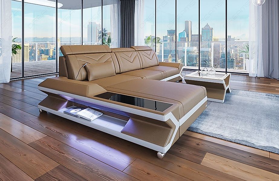 Sofa Dreams Ecksofa Ledercouch Ledersofa Napoli L Form Leder Sofa, Couch, m günstig online kaufen
