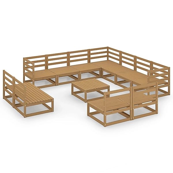 vidaXL 12-tlg Garten-Lounge-Set Honigbraun Massivholz Kiefer Modell 2 günstig online kaufen